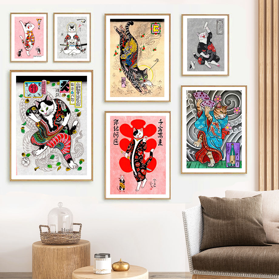 Art mural japonais de chat sam - Japanese Traditional Lifestyle avis et prix