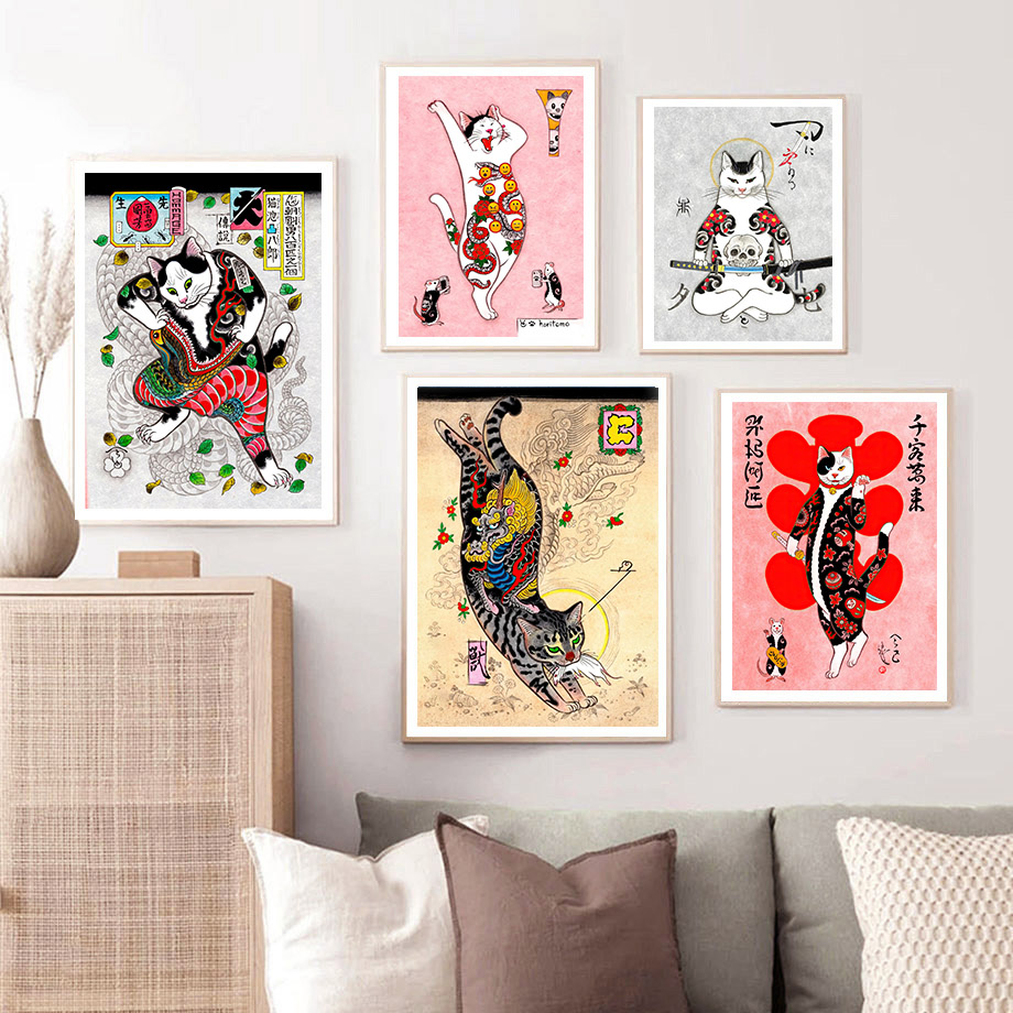 Art mural japonais de chat sam - Japanese Traditional Lifestyle avis et prix